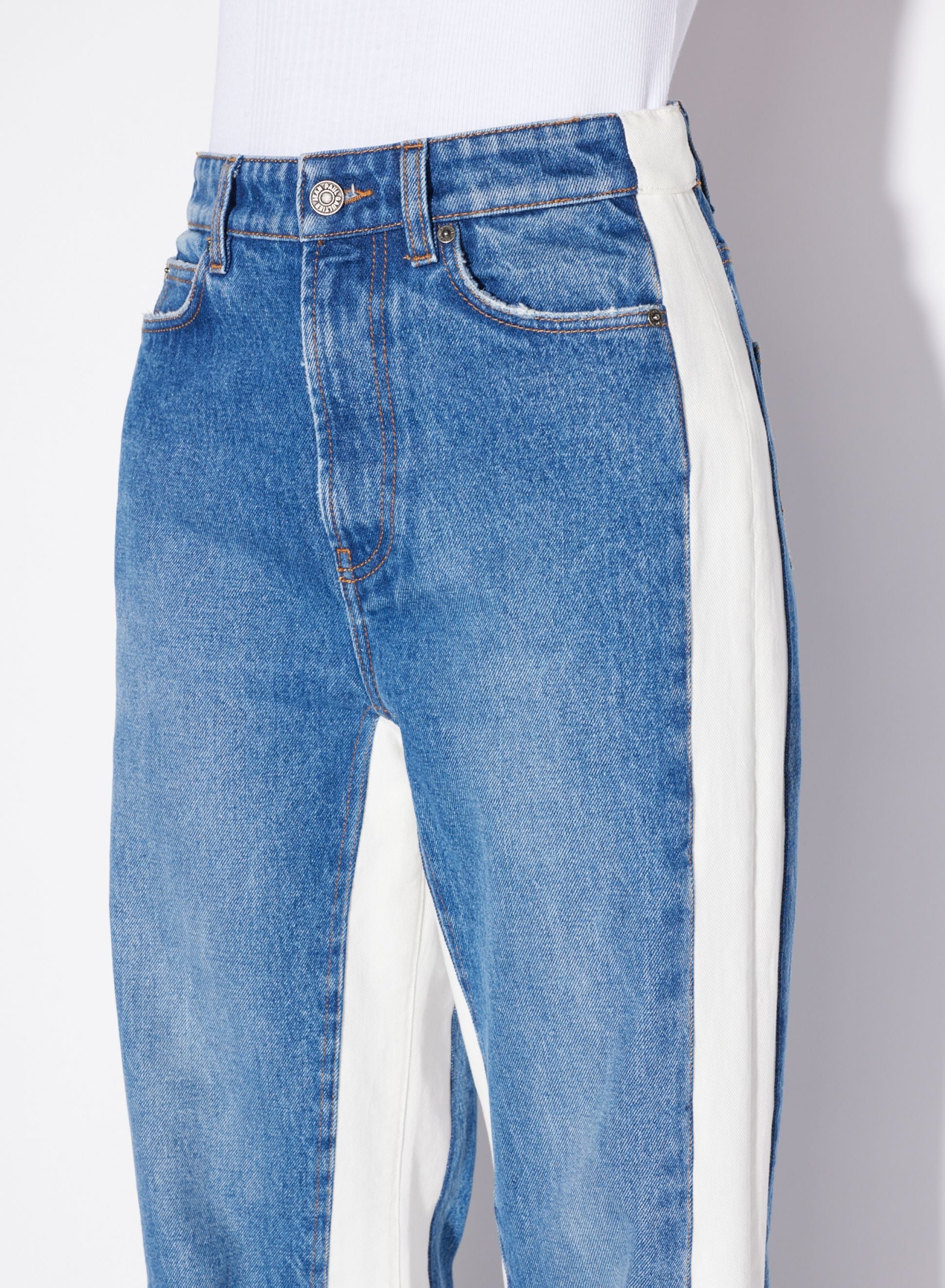 Pantalon imprimé en denim - Vintage Blue & White