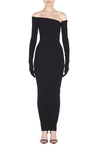 Robe à épaules dénudées en maille - Black