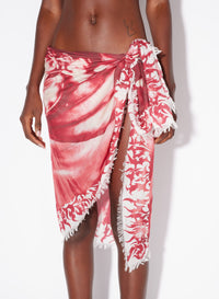 Paréo long imprimé - White & Red