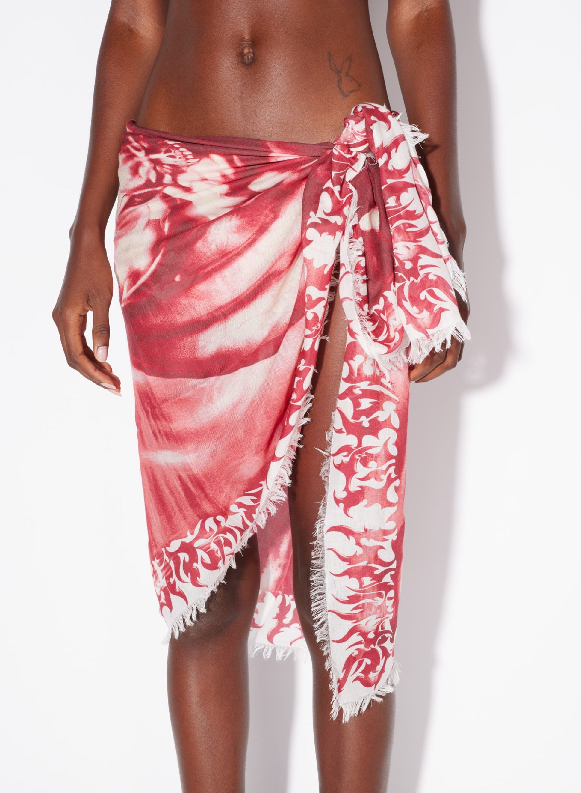 Paréo long imprimé - White & Red