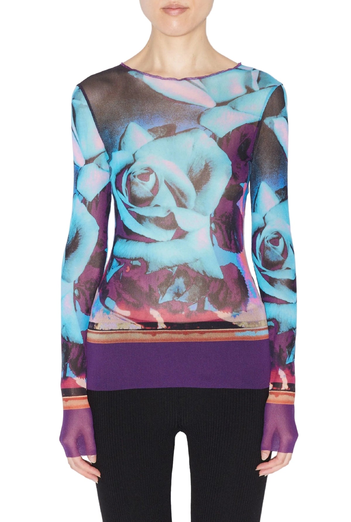 Top unisexe à manches longues en tulle - Purple & Blue