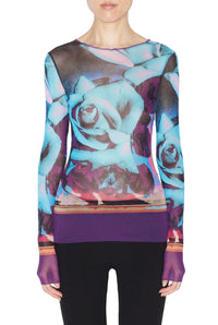 Unisex long-sleeved tulle top - Purple & Blue
