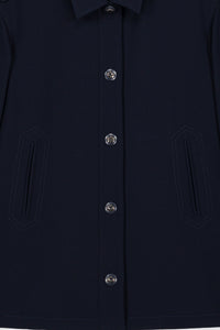 Manteau large bouton devant - Marine