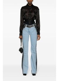 BLACK // black organza shirt bodysuit