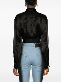 BLACK // black organza shirt bodysuit