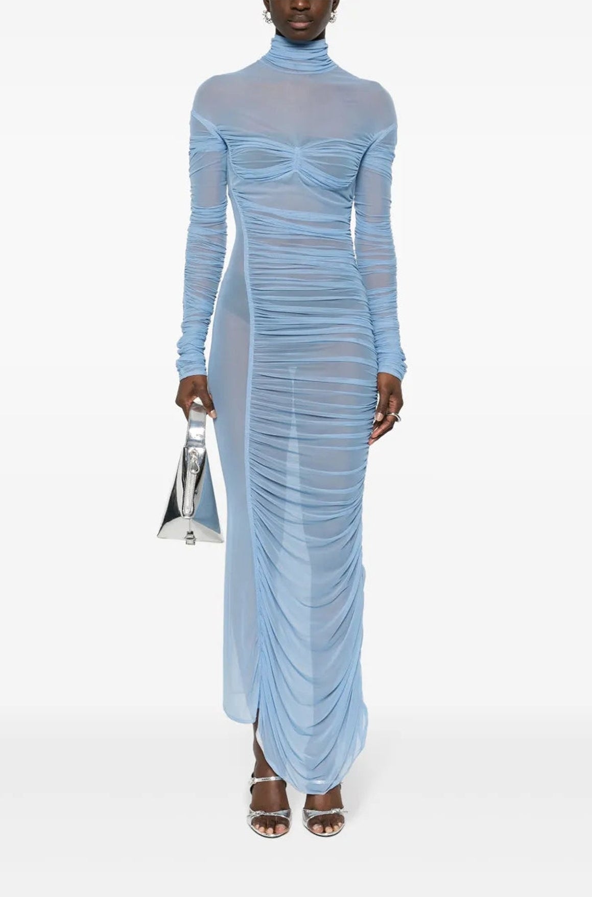 DRAPED MESH DRESS