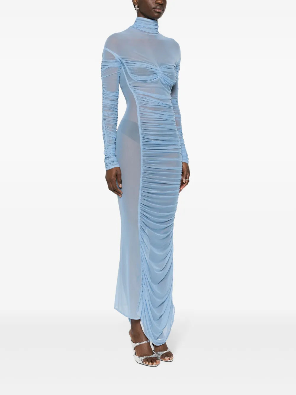 DRAPED MESH DRESS