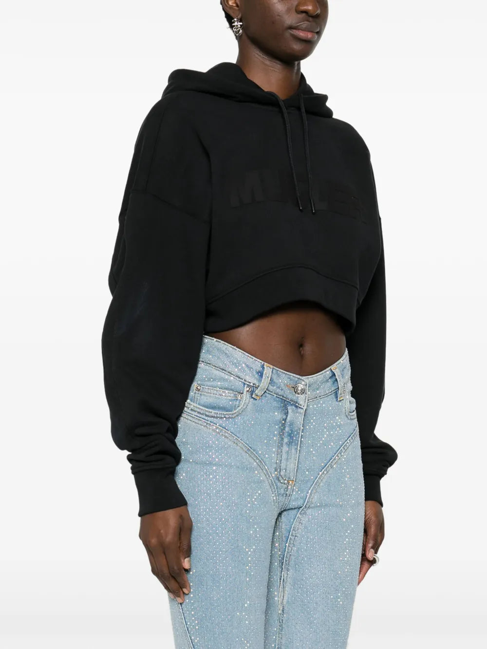 CROPPED MUGLER LOGO HOODIE