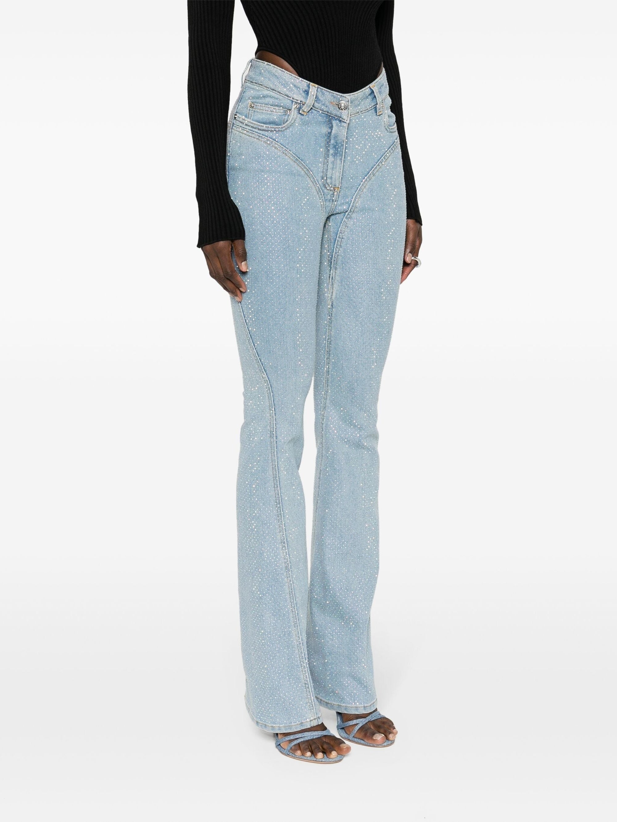 FLARE DENIM STRASS PANTS