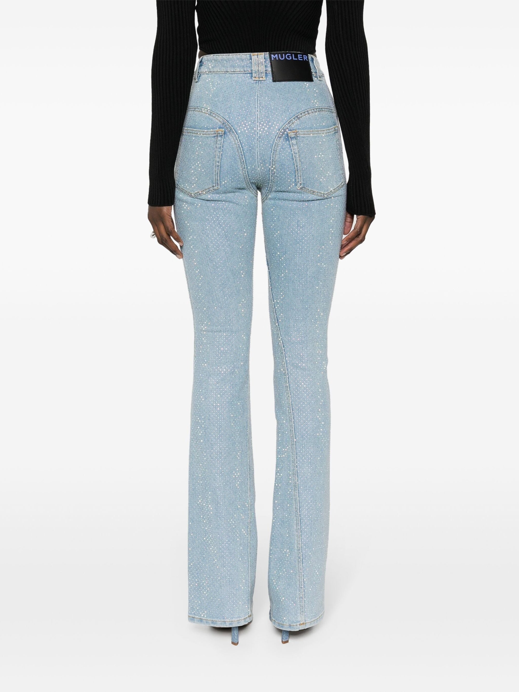FLARE DENIM STRASS PANTS