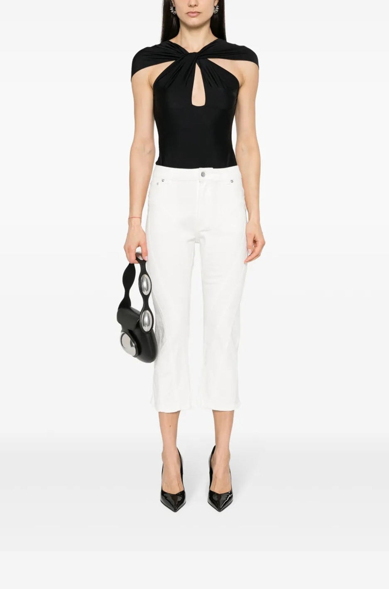 WHITE CAPRI DENIM PANTS