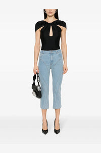 WHITE CAPRI DENIM PANTS