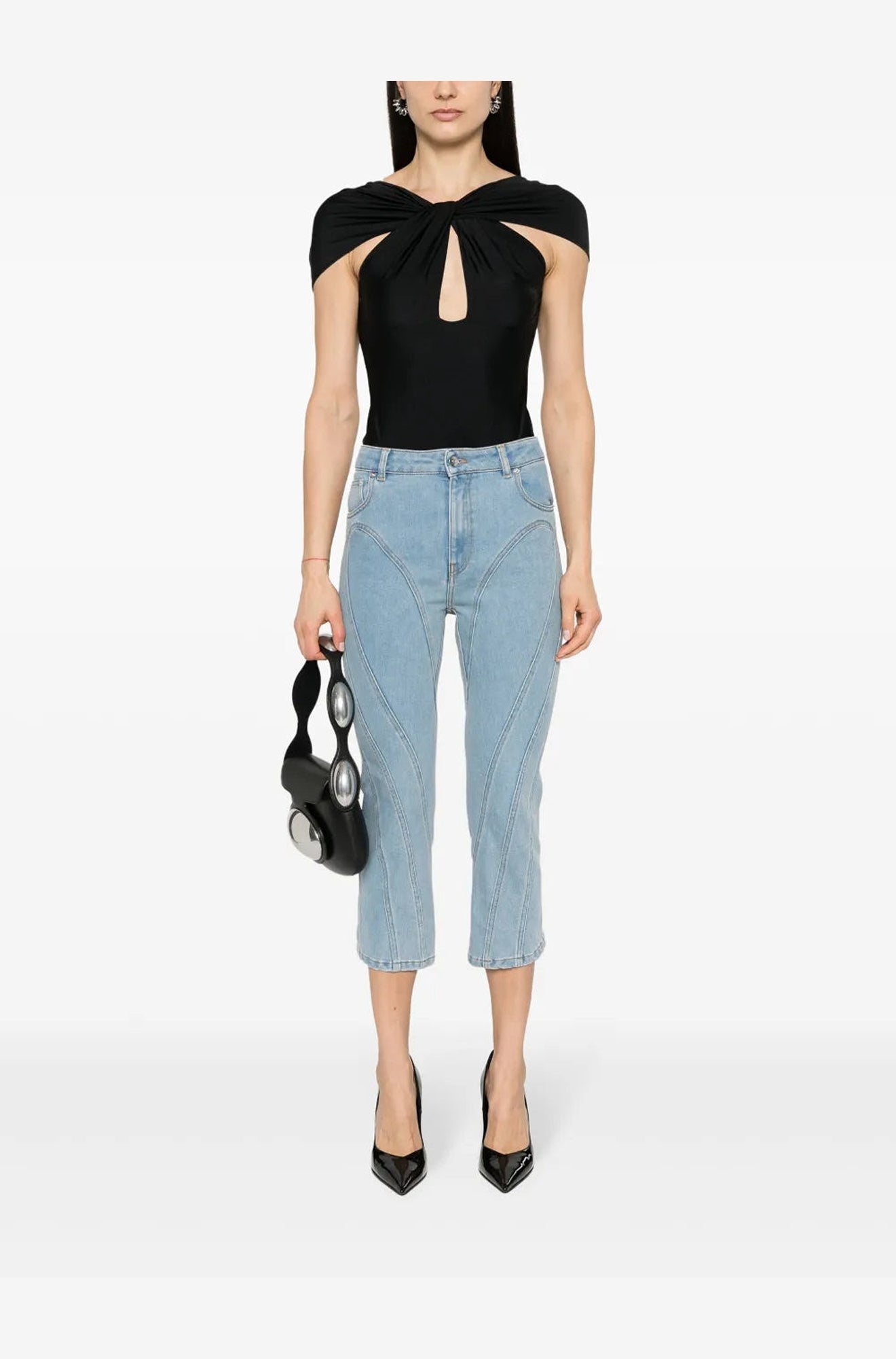 WHITE CAPRI DENIM PANTS