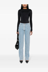 BLACK ZIPPED CROTCH DENIM PANTS