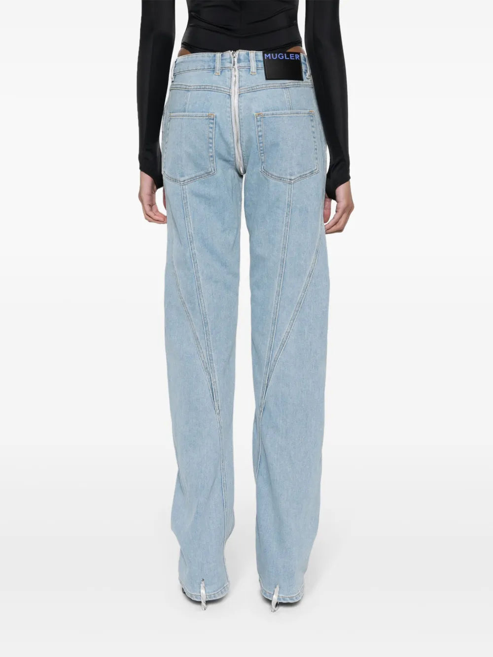 BLACK ZIPPED CROTCH DENIM PANTS