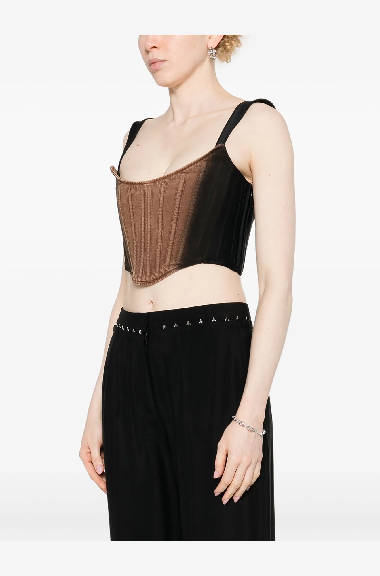 BI-MATERIAL DENIM CORSET