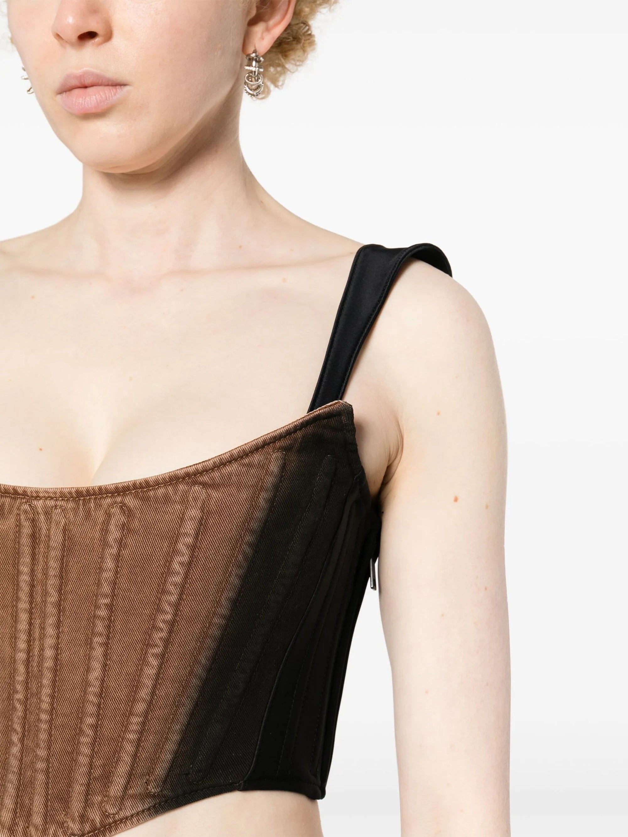 BI-MATERIAL DENIM CORSET