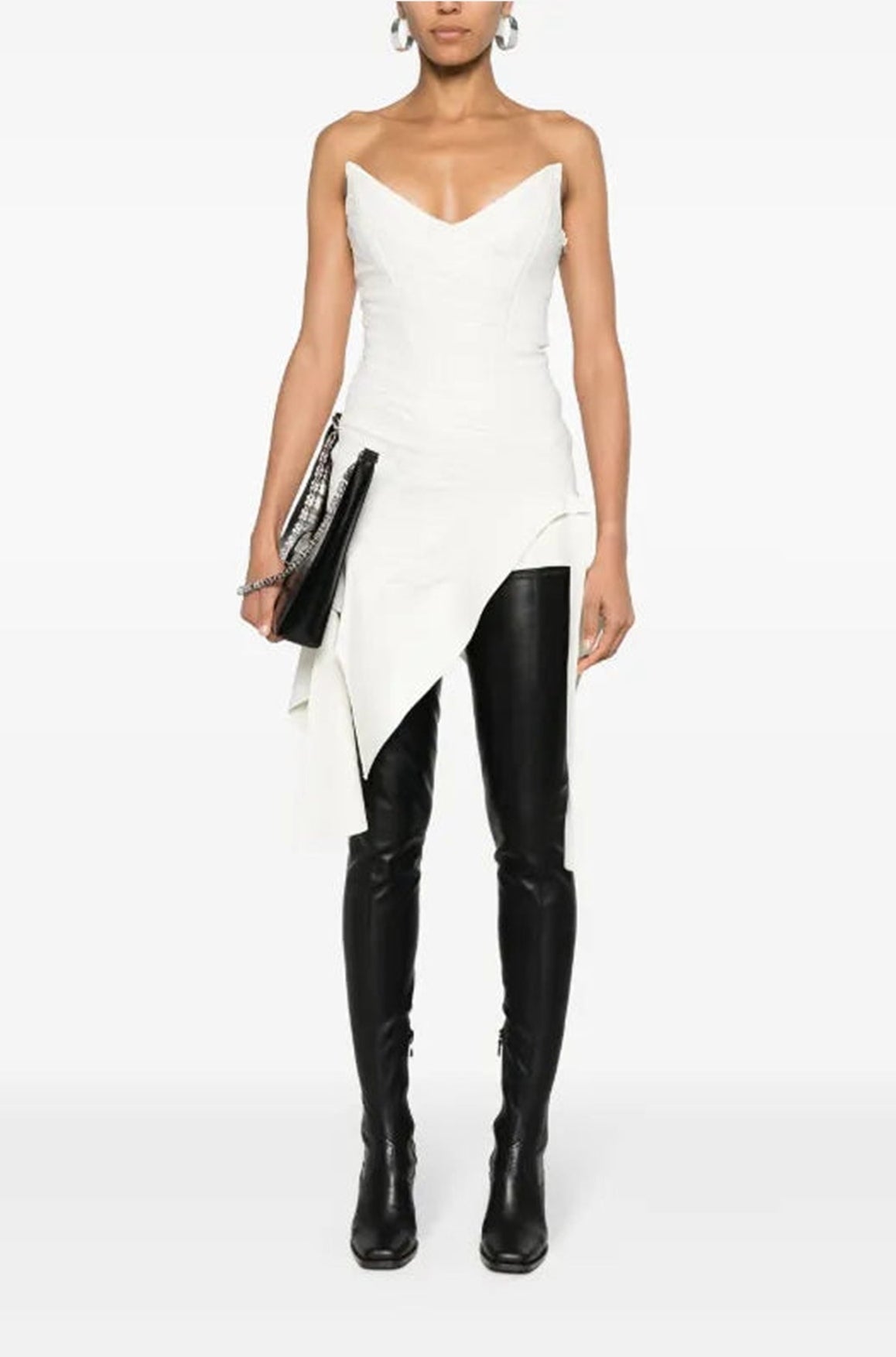BLACK ASYMMETRIC BUSTIER DRESS