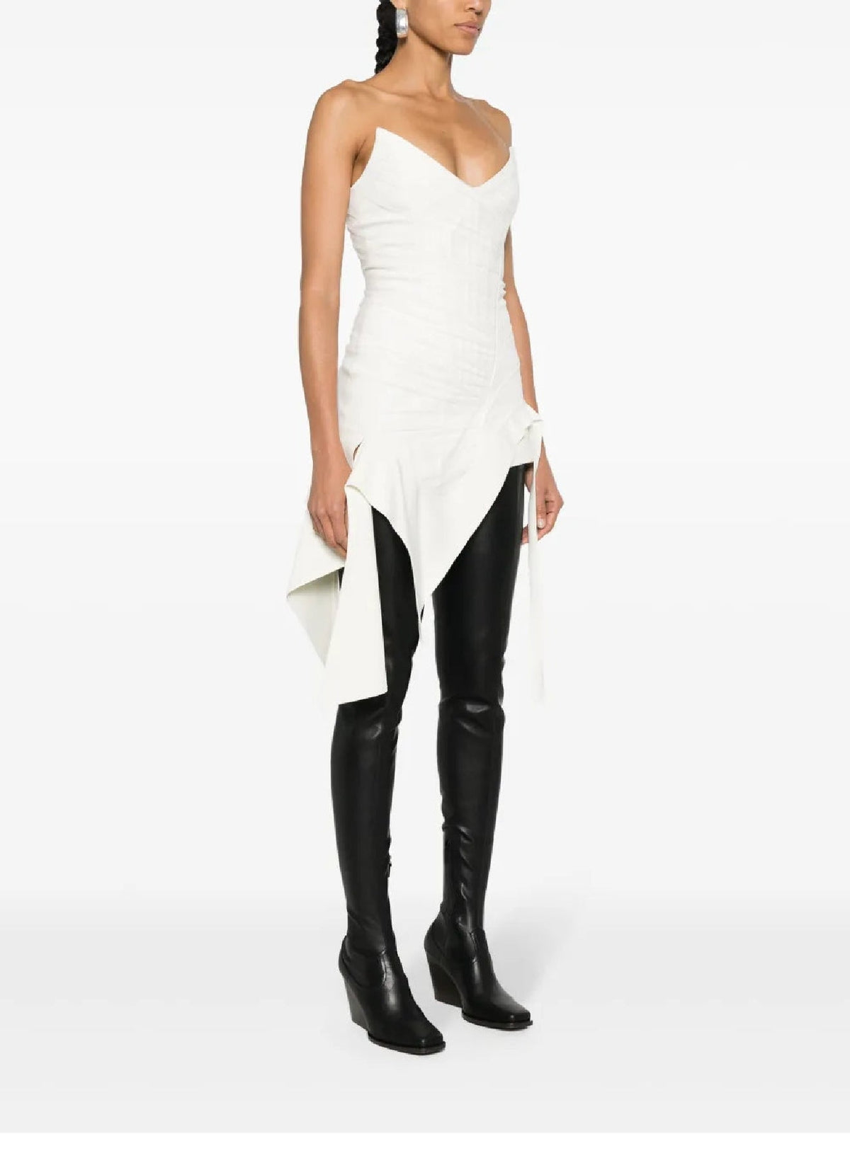 WARM WHITE/WARM WHITE // white asymmetric bustier dress