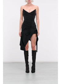 BLACK/BLACK // black asymmetric bustier dress