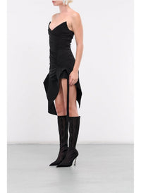 BLACK/BLACK // black asymmetric bustier dress
