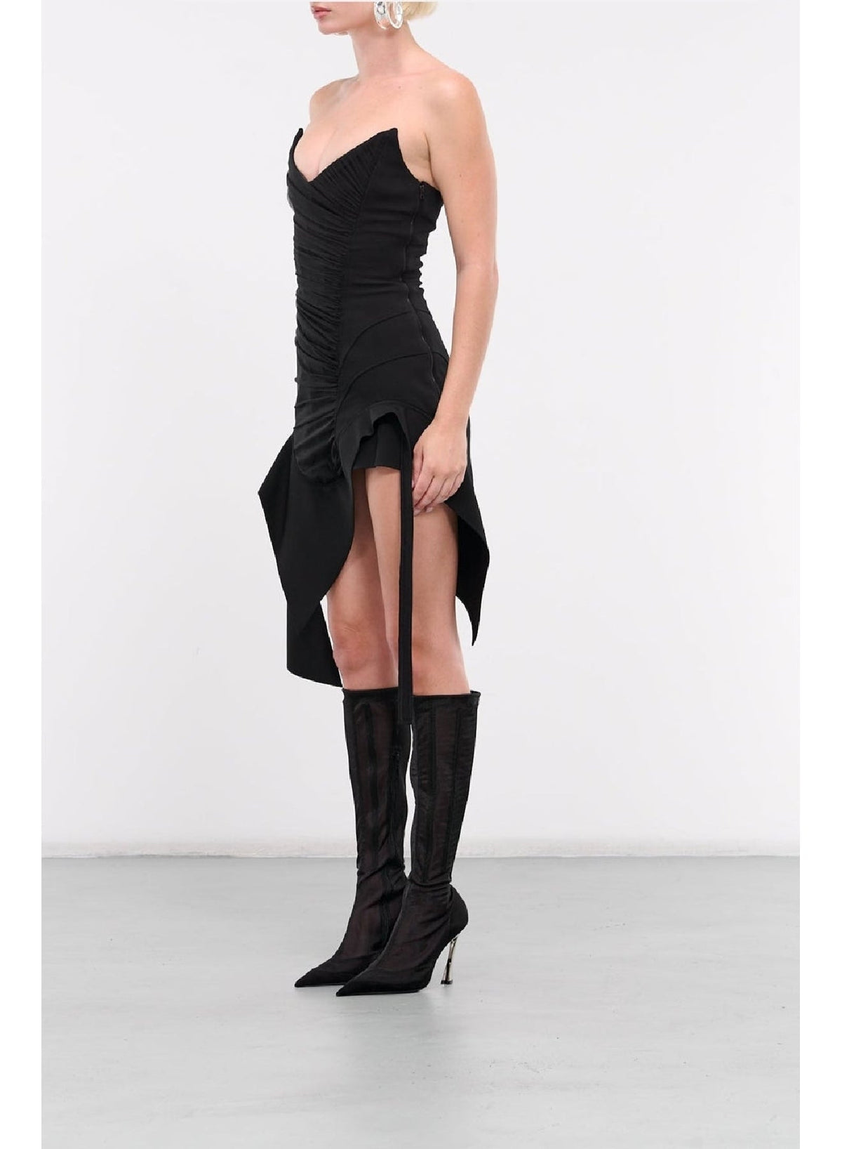 BLACK/BLACK // black asymmetric bustier dress