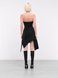 BLACK ASYMMETRIC BUSTIER DRESS