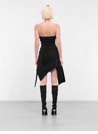 BLACK/BLACK // black asymmetric bustier dress