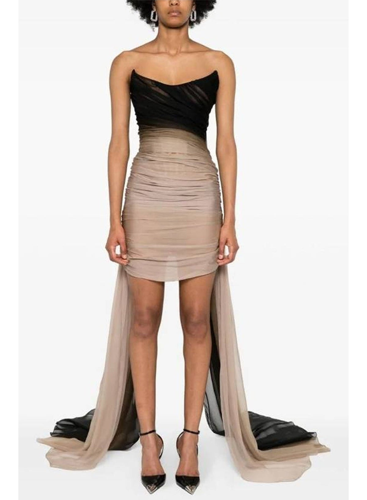 BLACK // gradient corset dress with veil train