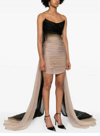 BLACK // gradient corset dress with veil train