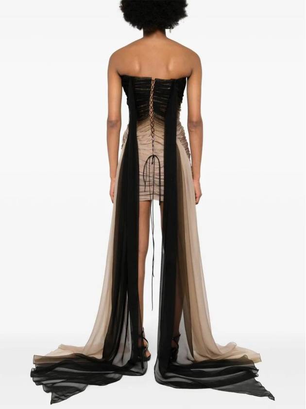 GRADIENT CORSET DRESS WITH VEIL TRAIN