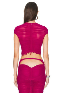 MAGENTA MESH CROP TOP