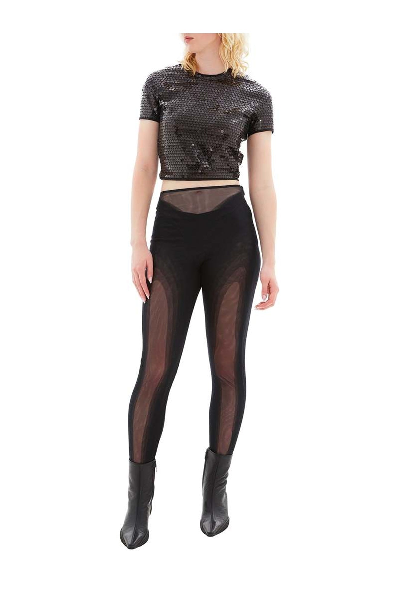 BLACK SHINY SEQUIN CROP TOP