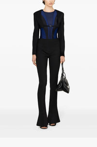 BLACK BACKLESS CROPPED JACKET