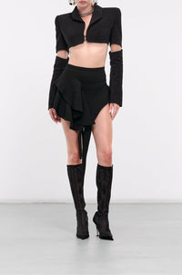 BLACK ASYMMETRIC KNITTED SKIRT