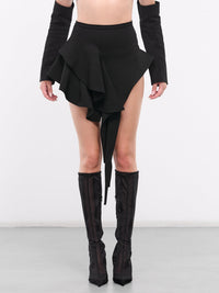 BLACK ASYMMETRIC KNITTED SKIRT
