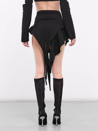 BLACK ASYMMETRIC KNITTED SKIRT