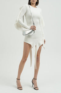 BLACK ASYMMETRIC KNITTED DRESS