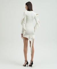 BLACK ASYMMETRIC KNITTED DRESS