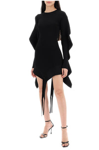 BLACK ASYMMETRIC KNITTED DRESS
