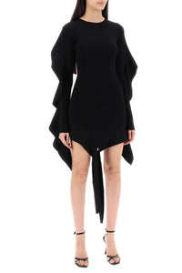 BLACK ASYMMETRIC KNITTED DRESS