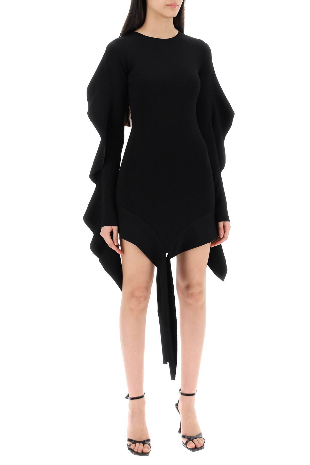 BLACK ASYMMETRIC KNITTED DRESS