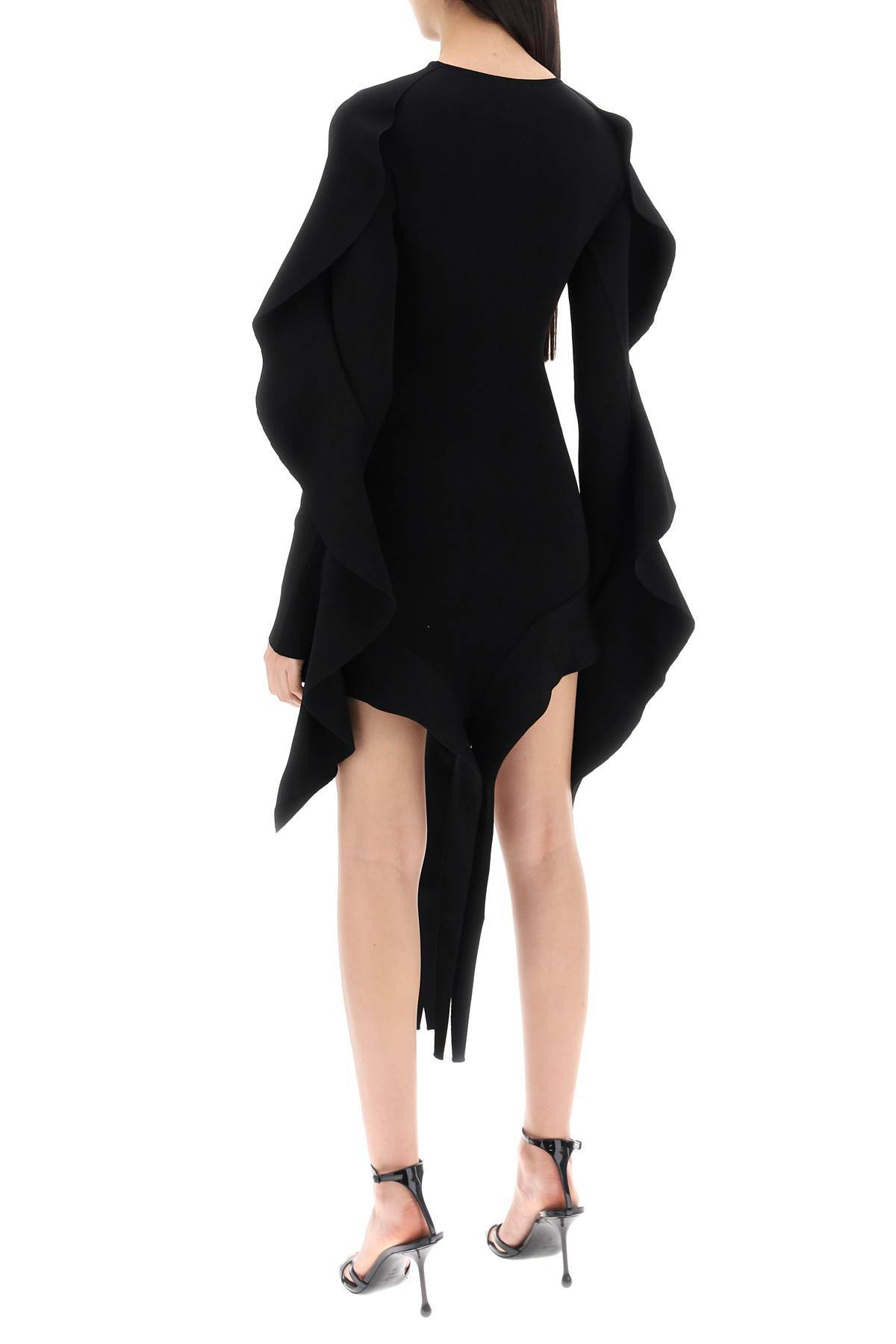 BLACK ASYMMETRIC KNITTED DRESS