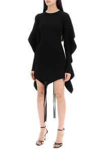 BLACK ASYMMETRIC KNITTED DRESS
