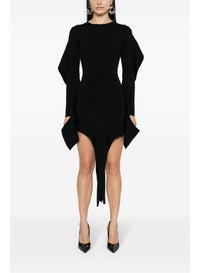 BLACK // black asymmetric knitted top
