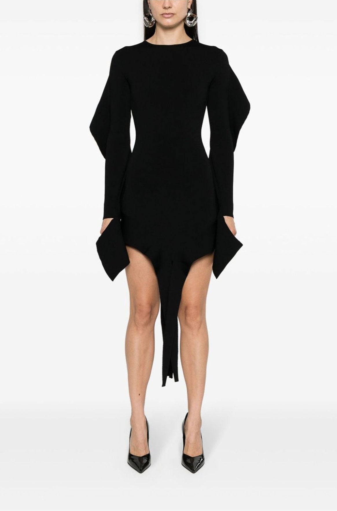BLACK ASYMMETRIC KNITTED TOP