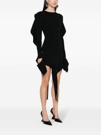 BLACK ASYMMETRIC KNITTED TOP