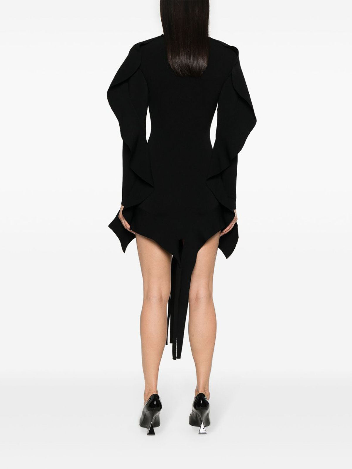 BLACK ASYMMETRIC KNITTED TOP