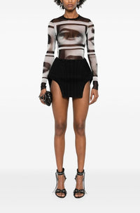 BLACK CURVY STRUCTURED MINI SKIRT