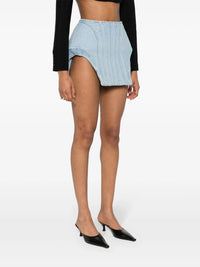 BLACK CURVY STRUCTURED MINI SKIRT
